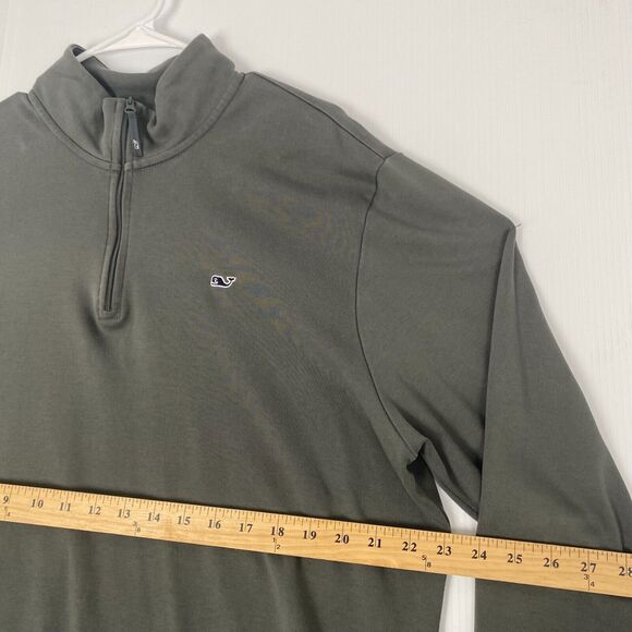 Vineyard Vines Pullover Mens Large Gray‎ Sweater 1/4 Zip Cotton Jacket Stretch - Picture 5 of 16